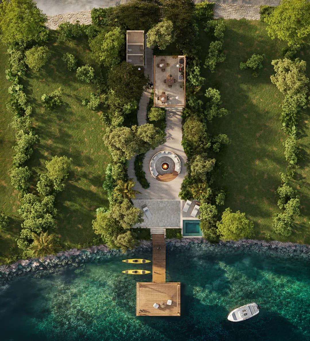 Plano conceptual del Club de Lago La Perla, distribución preliminar